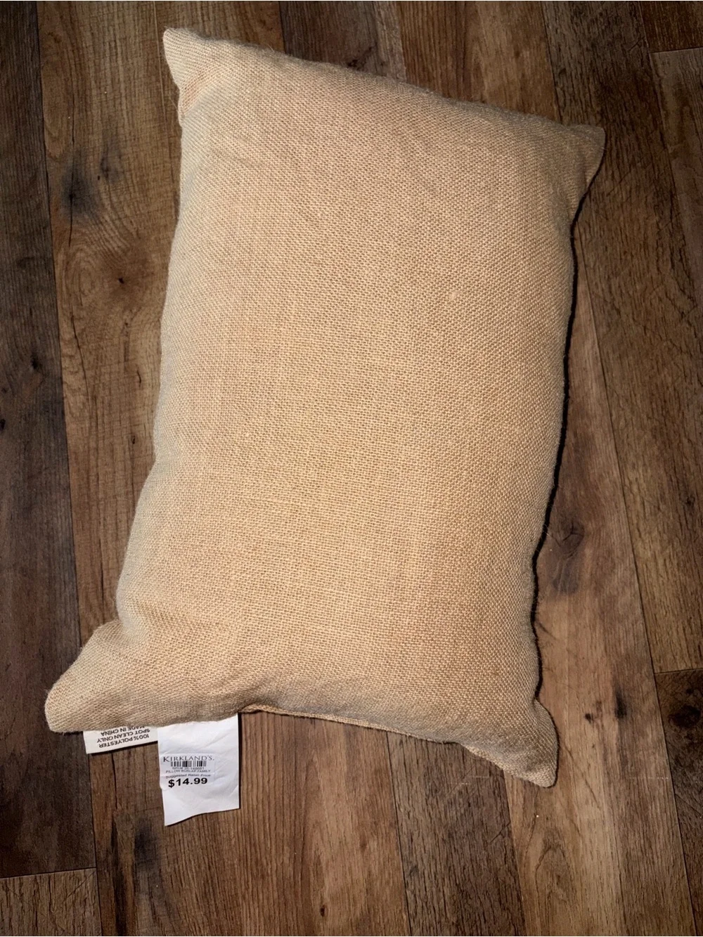 Inspirational Burlap Accent Pillow - Neutral Tan with Black Text